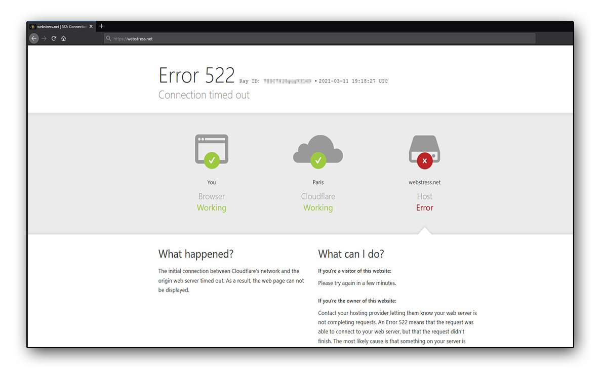Cloudflare bypass showing Layer 7 DDoS stress testing results